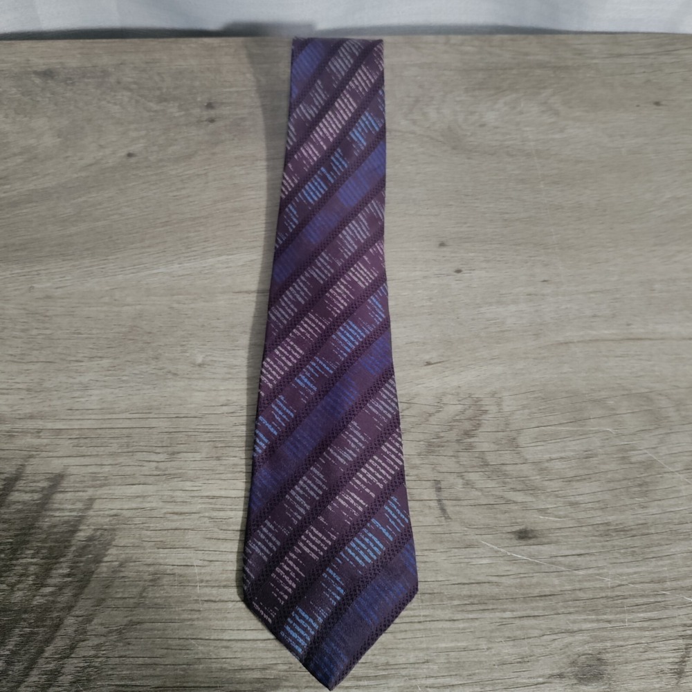 Missoni‎ Cravatte Mens Silk Necktie Purple Blue Diagonal Striped Made in Italy